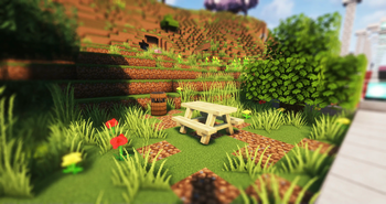 Picnic table and waste garbage can