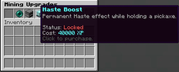 Upgrades menu with haste upgrade