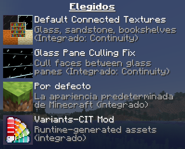 Texture packs correct order to place.