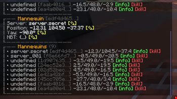 Mannequins list and info commands