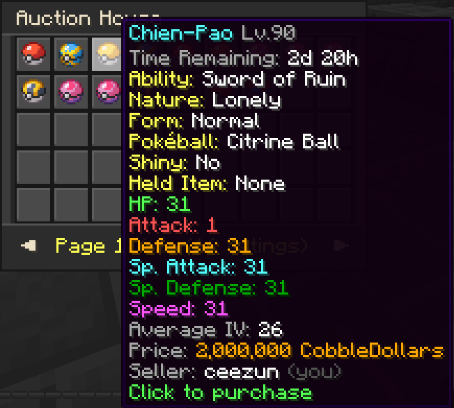 CobbleAuction [Cobblemon] — screenshot 2