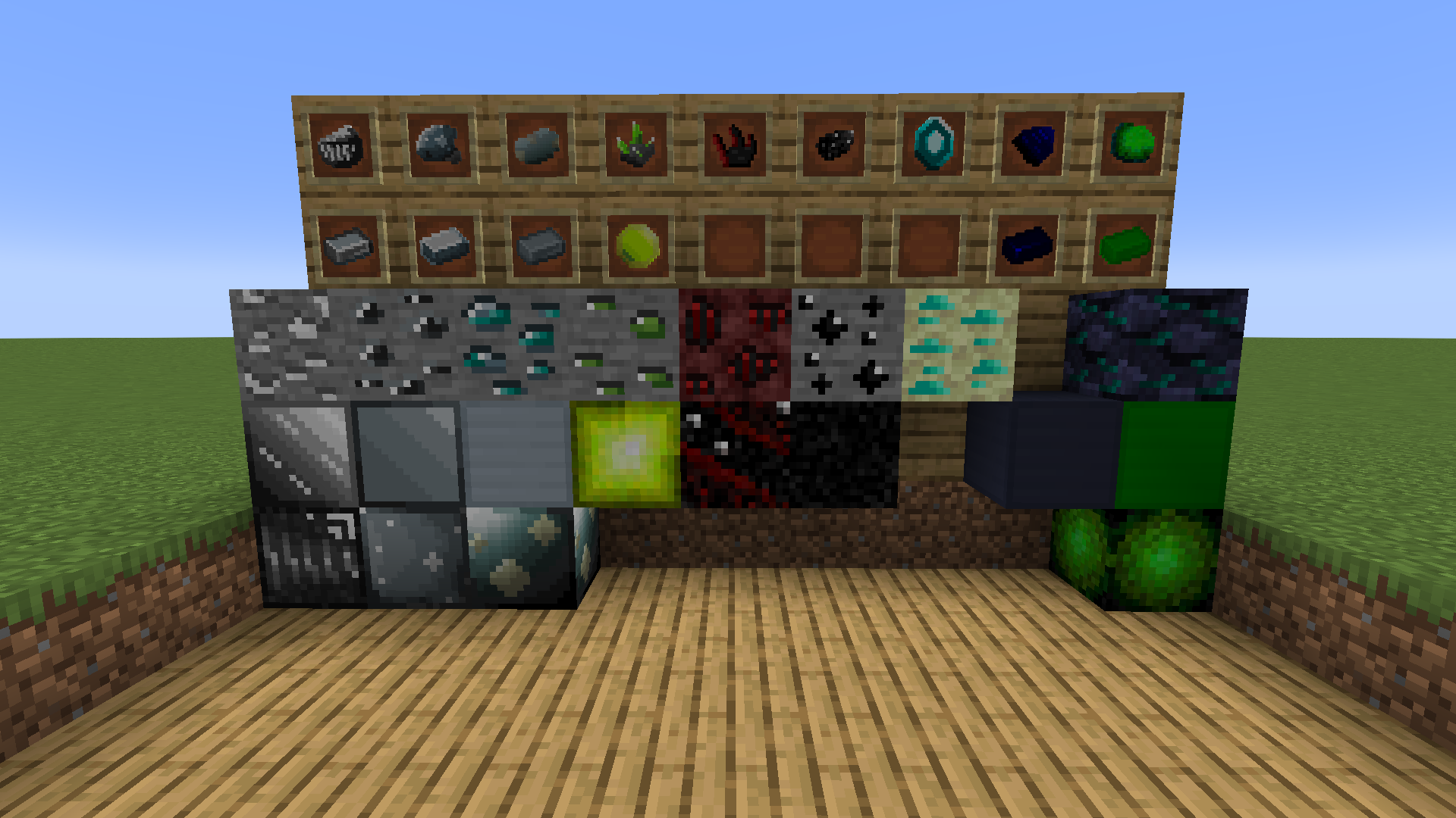 Ores and Blocks of the ores found in the mod