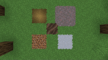 Grass, Mycelium, Coarse Dirt, Clay and Soul Soil