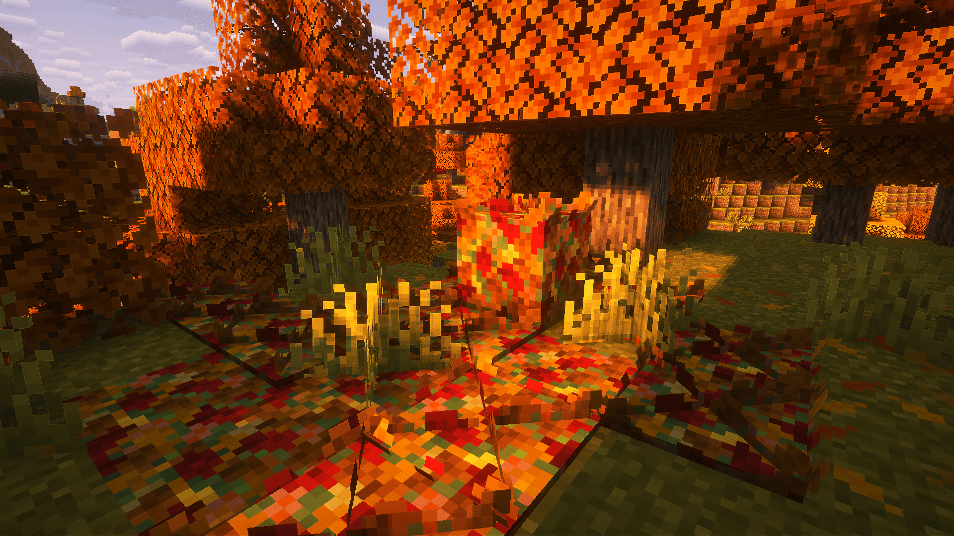 A screenshot of a Leaf Pile on the ground