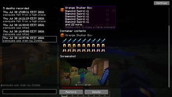 Death Screenshot & Restoration