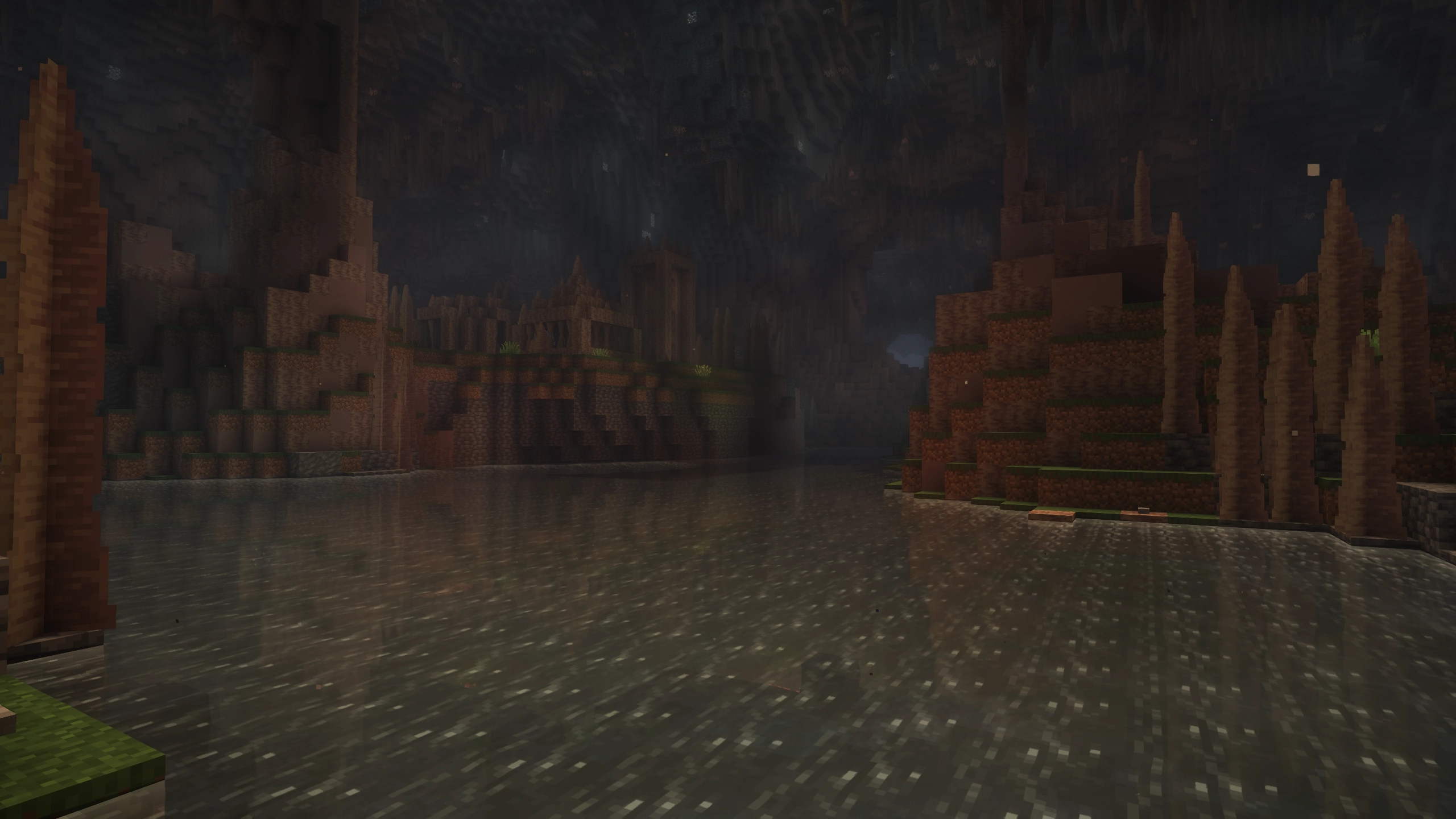 A screenshot from the Infinity Cave mod, showing limestone grotto.