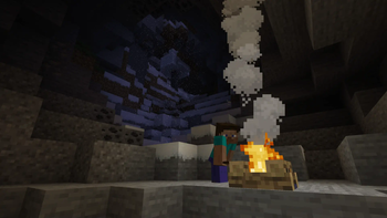 Steve near a campfire