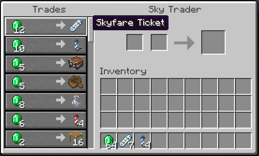 Trade menu