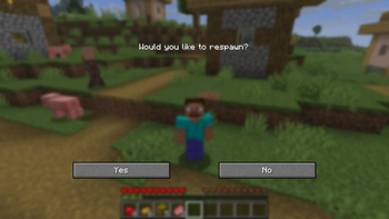A menu showing "Would you like to respawn?" with 2 options below it to approve or decline.