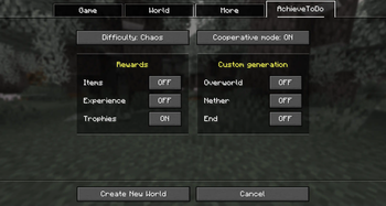 World creation tab