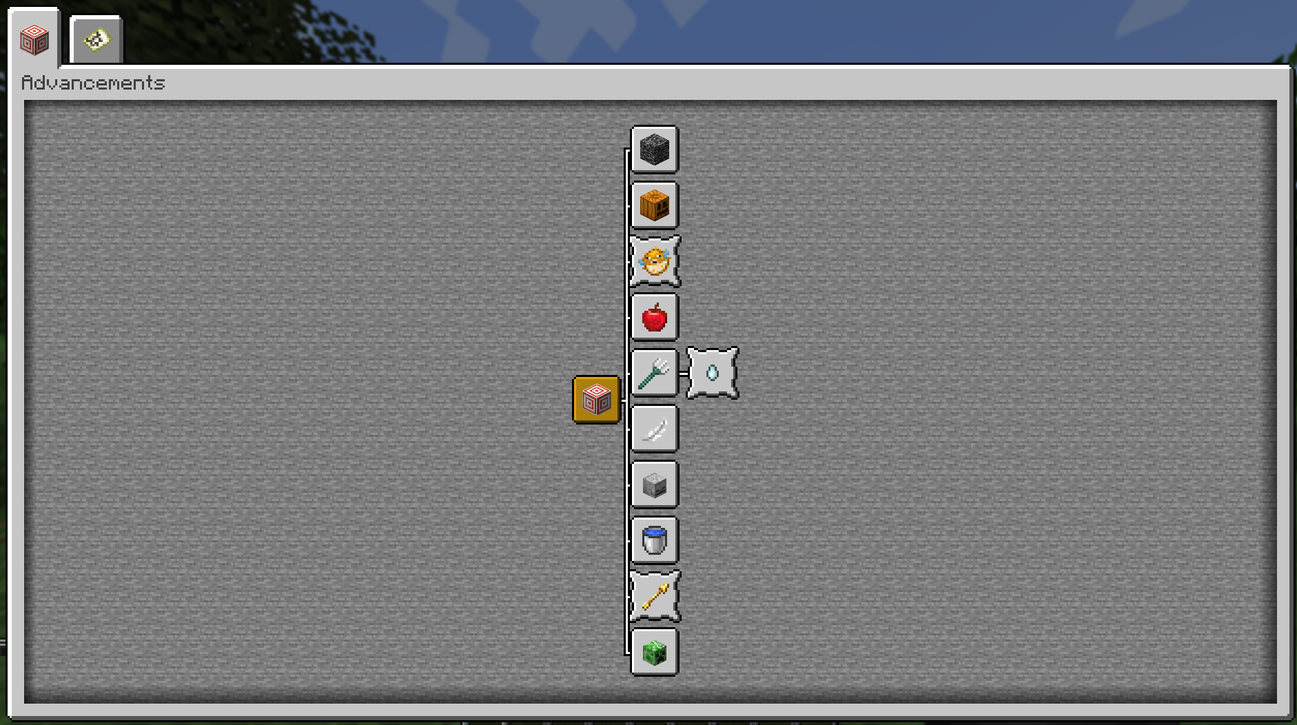 A screenshot of the advancements in 1.0.0