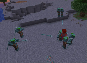 Drowed doing melee and ranged attacks depending on distance