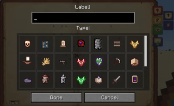 select marker types in a vertically scrolling box