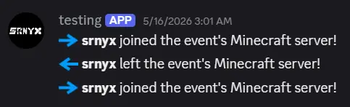Minecraft join/leave -> Discord event thread