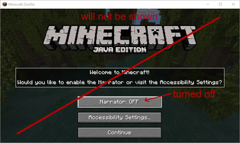 Bad Minecraft, no Accessibility Screen