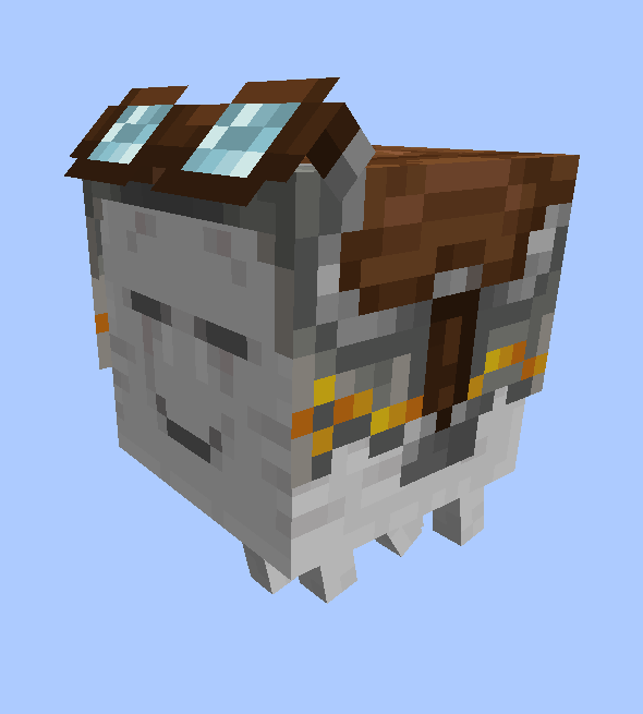 Happy Ghast with light grey harness