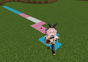 Creates a trail using the colors of the transgender pride flag a