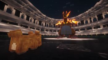 Bidoof fighting Charizard Gigantmax