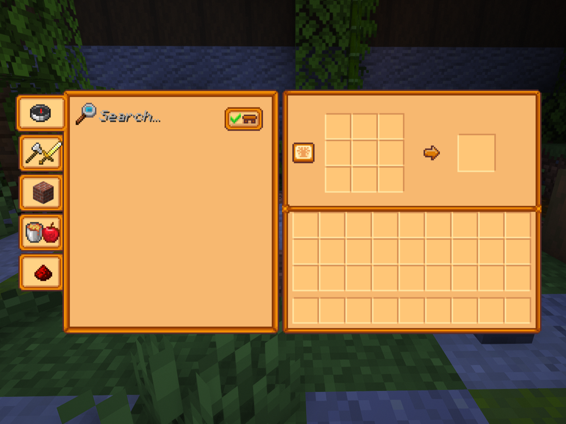 Crafting table and recipe book