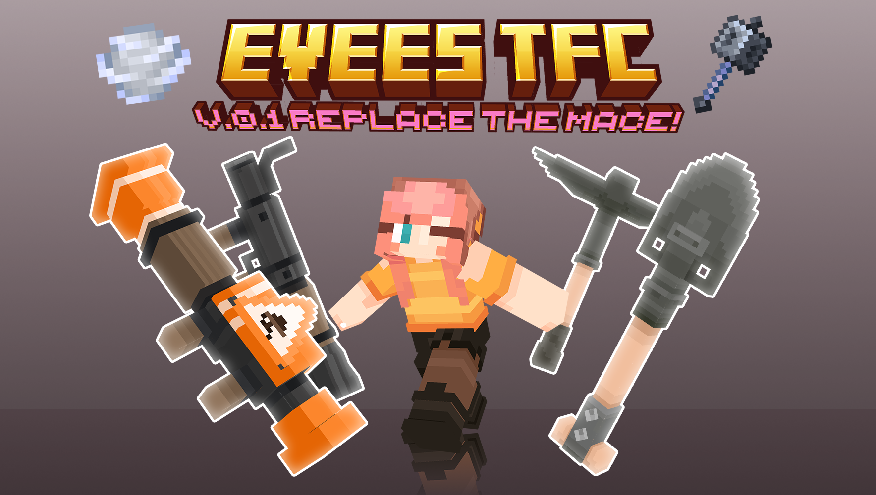 Get yourself some TF2 into your Minecraft vanilla experience by replacing the Mace and the Windcharge with either the Marketgardener & Escapeplan or Rocketjumper and Rocketlauncher!
