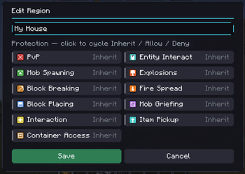 Region Naming Screen