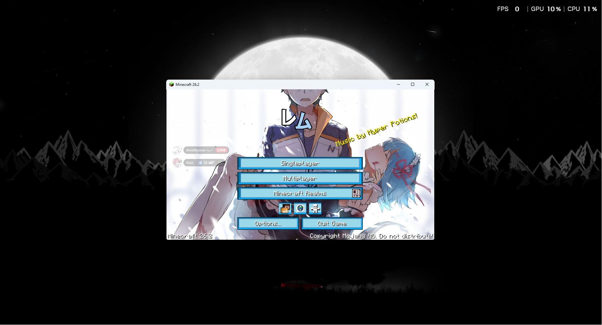 Menu Screen Windowed