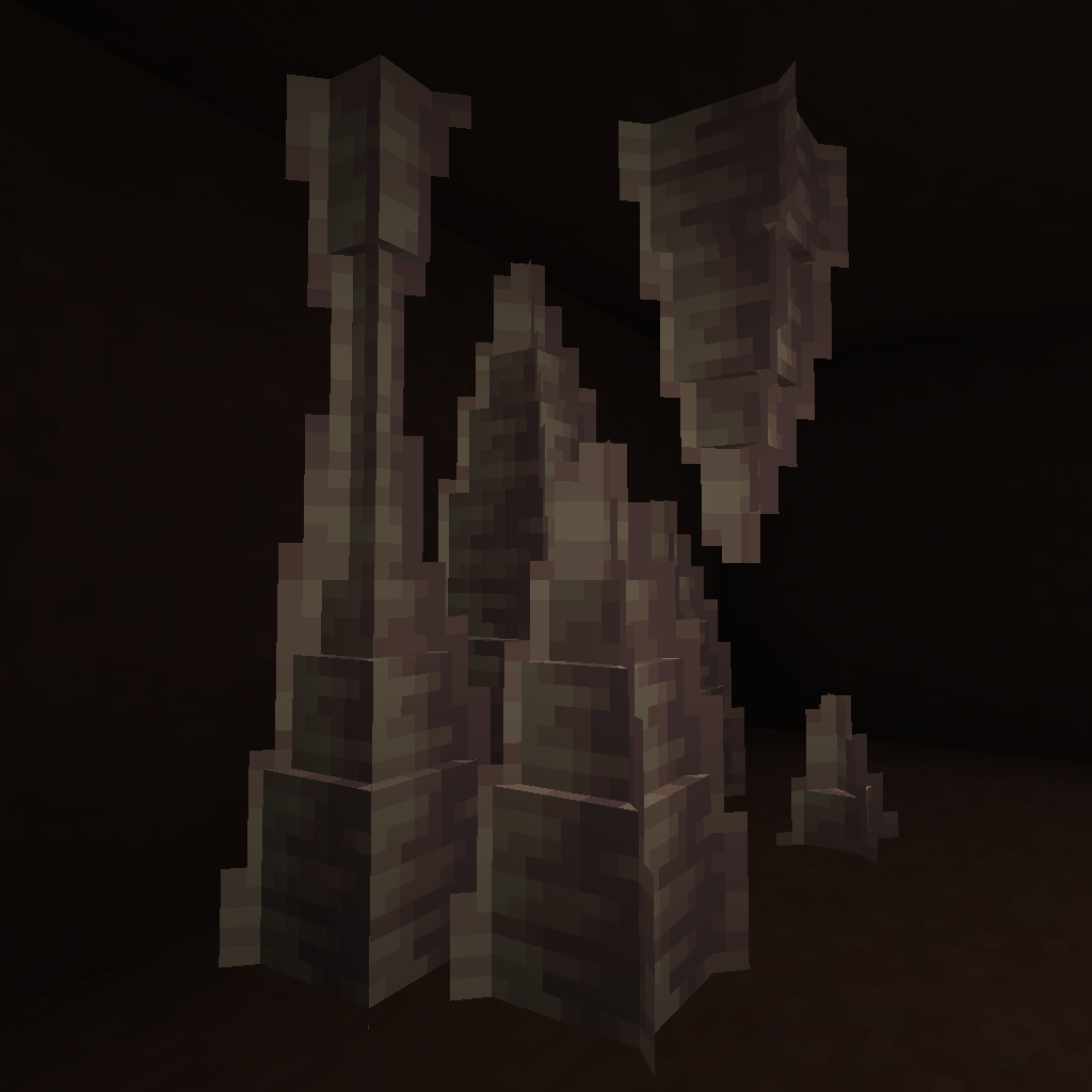 Showcase of a cluster of Blocky Pointed Dripstone
