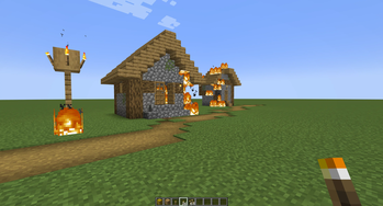Houses catching fire