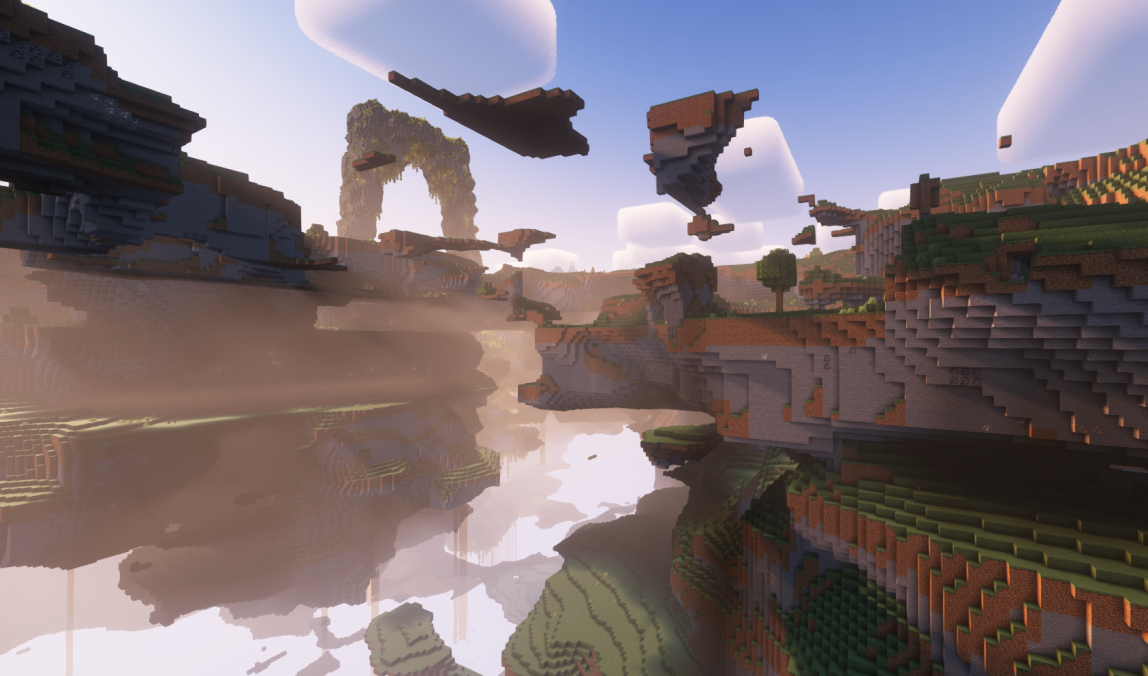 Floating islands with complementary shaders