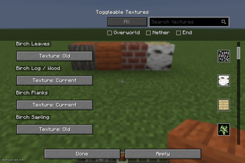 Overworld Filter + (Old + New Blocks Together Side by Side)