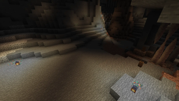 Copper ore naturally generating in a cave