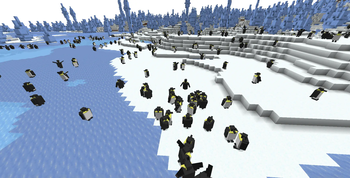 Penguins in their natural habitat, the Cold Desert biome