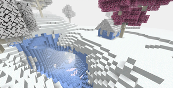 Naturally generated Yeti house near a cave entrance