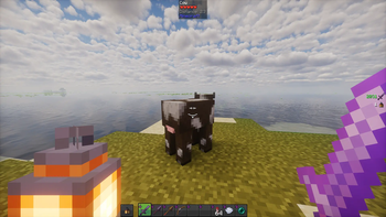 The crosshair aimed at the cow