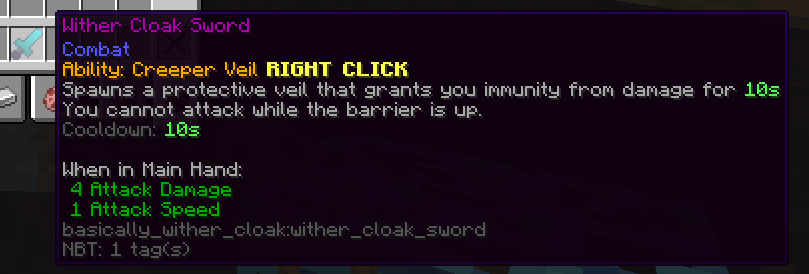 Wither Cloak sword