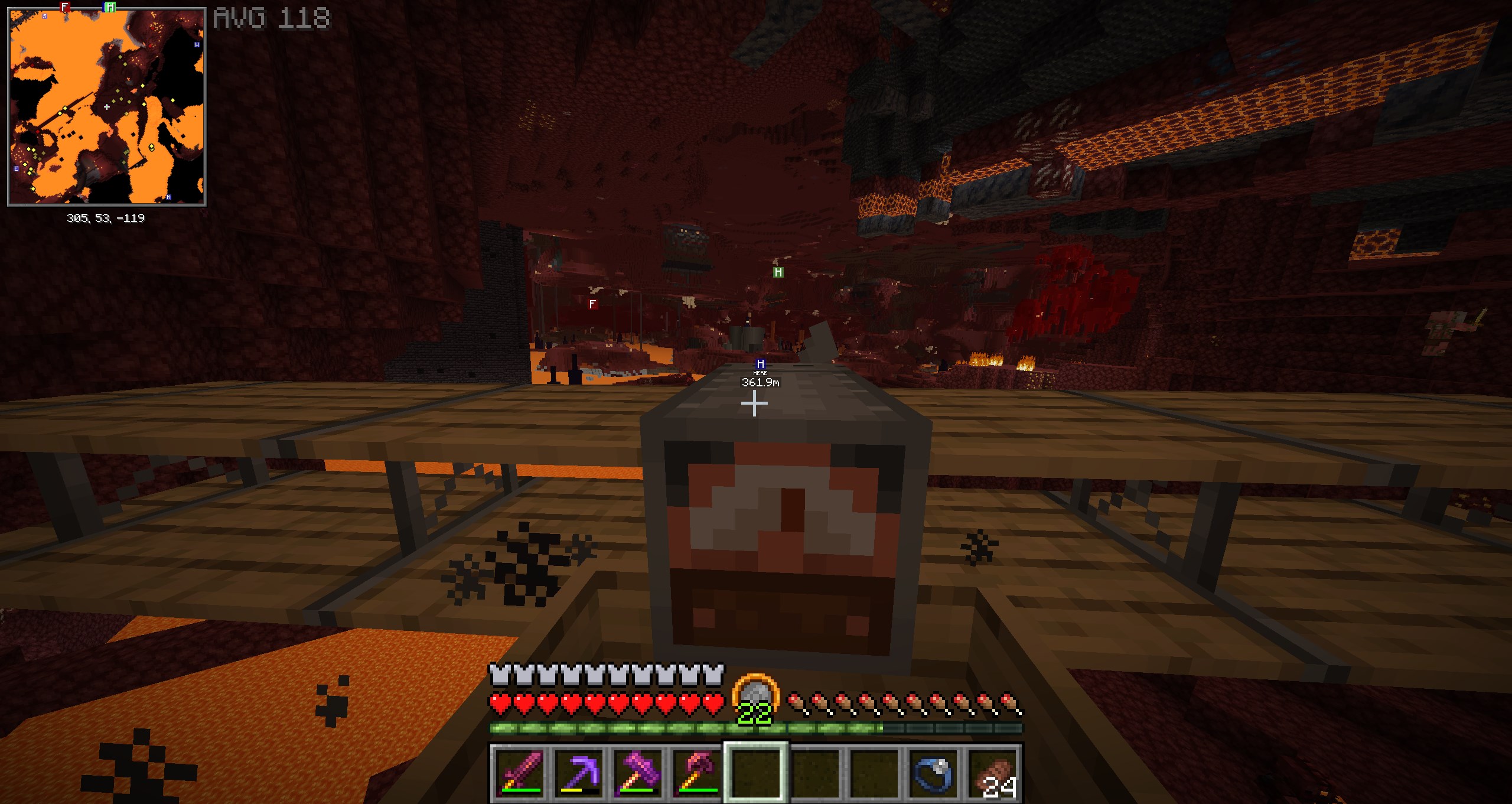 Flying through the nether.