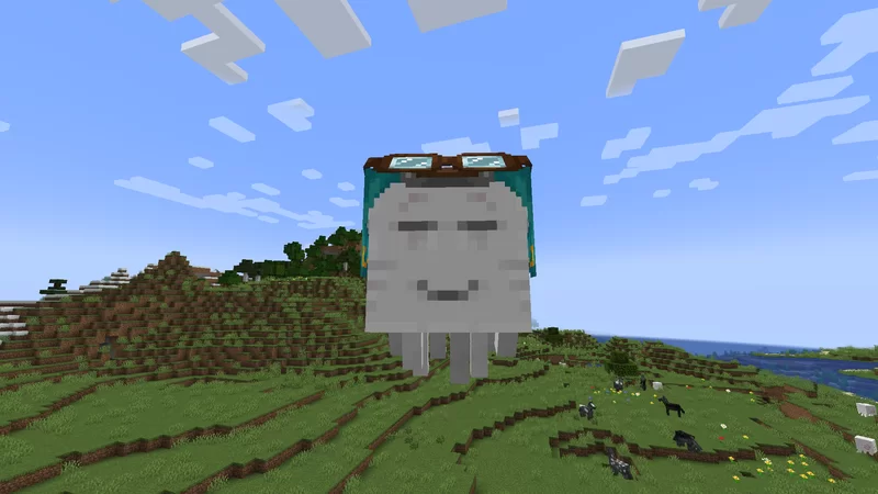 Happy ghast with harness