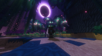 End Island Biome 1 with Warden Armor with Sword and Staff