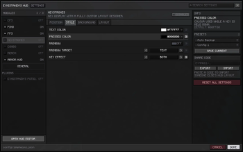 settings screen