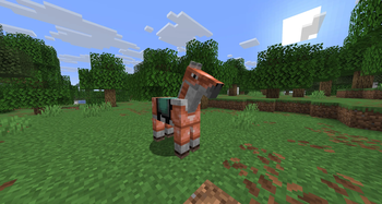 Equipped copper horse armor
