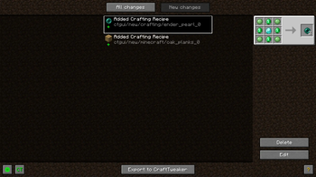 Changed recipes list