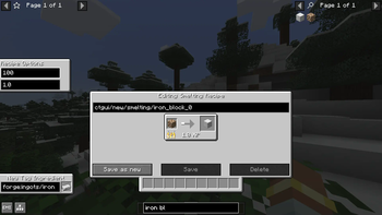 Editing a smelting recipe