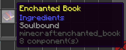 Shows a soulbound enchanted book in the inventory