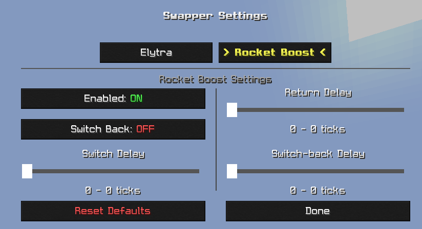 Rocket Boost settings