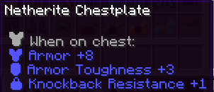 "Netherite Chestplate" tooltip