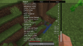Statistics screen