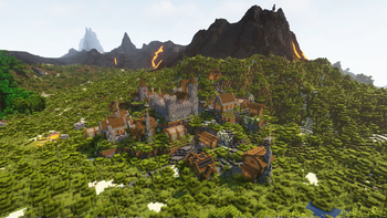 A village in a volcanic biome