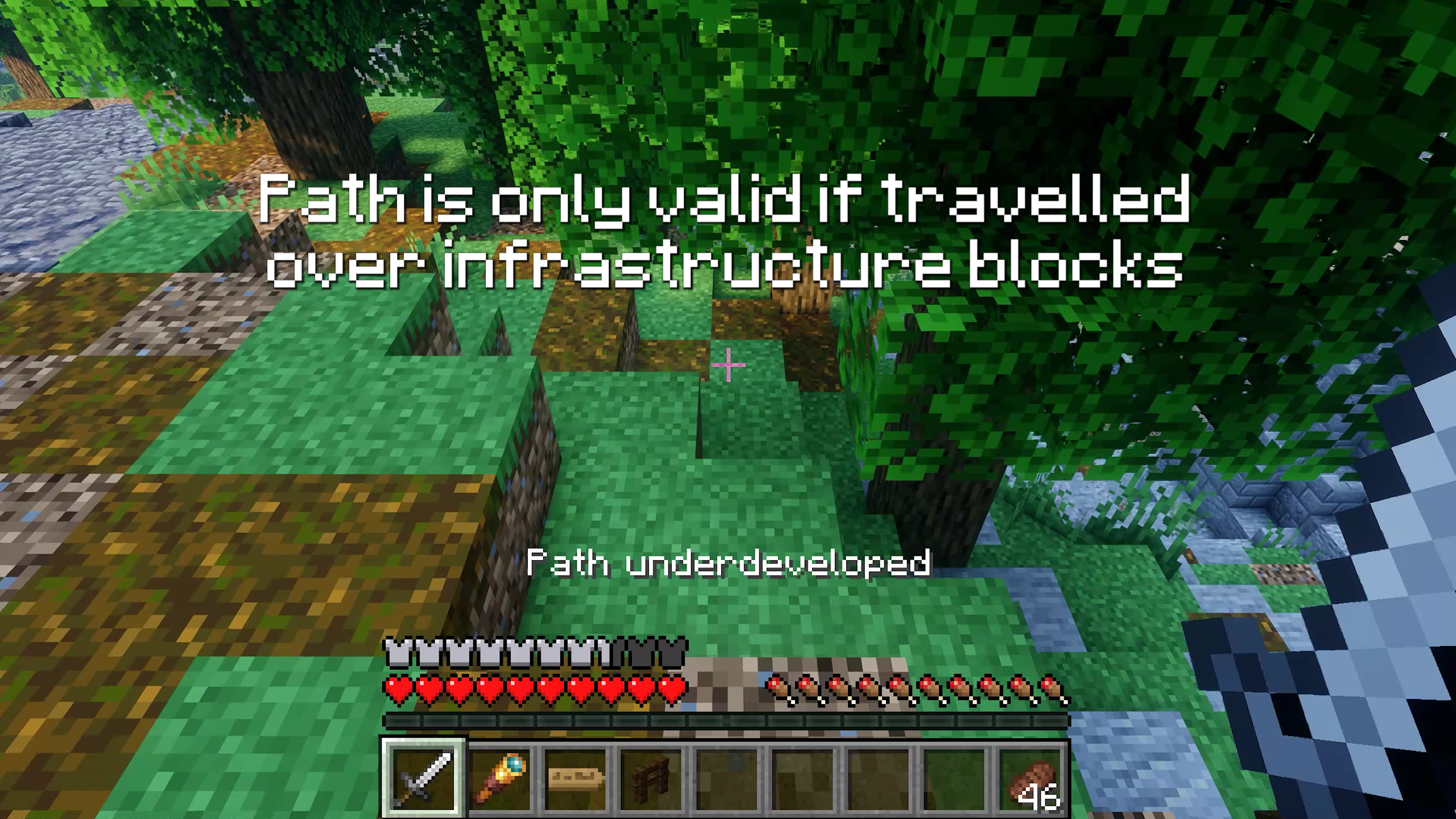 Path is only valid if travelled over infrastructure blocks