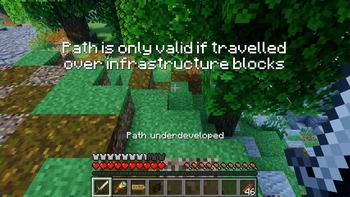 Path is only valid if travelled over infrastructure blocks