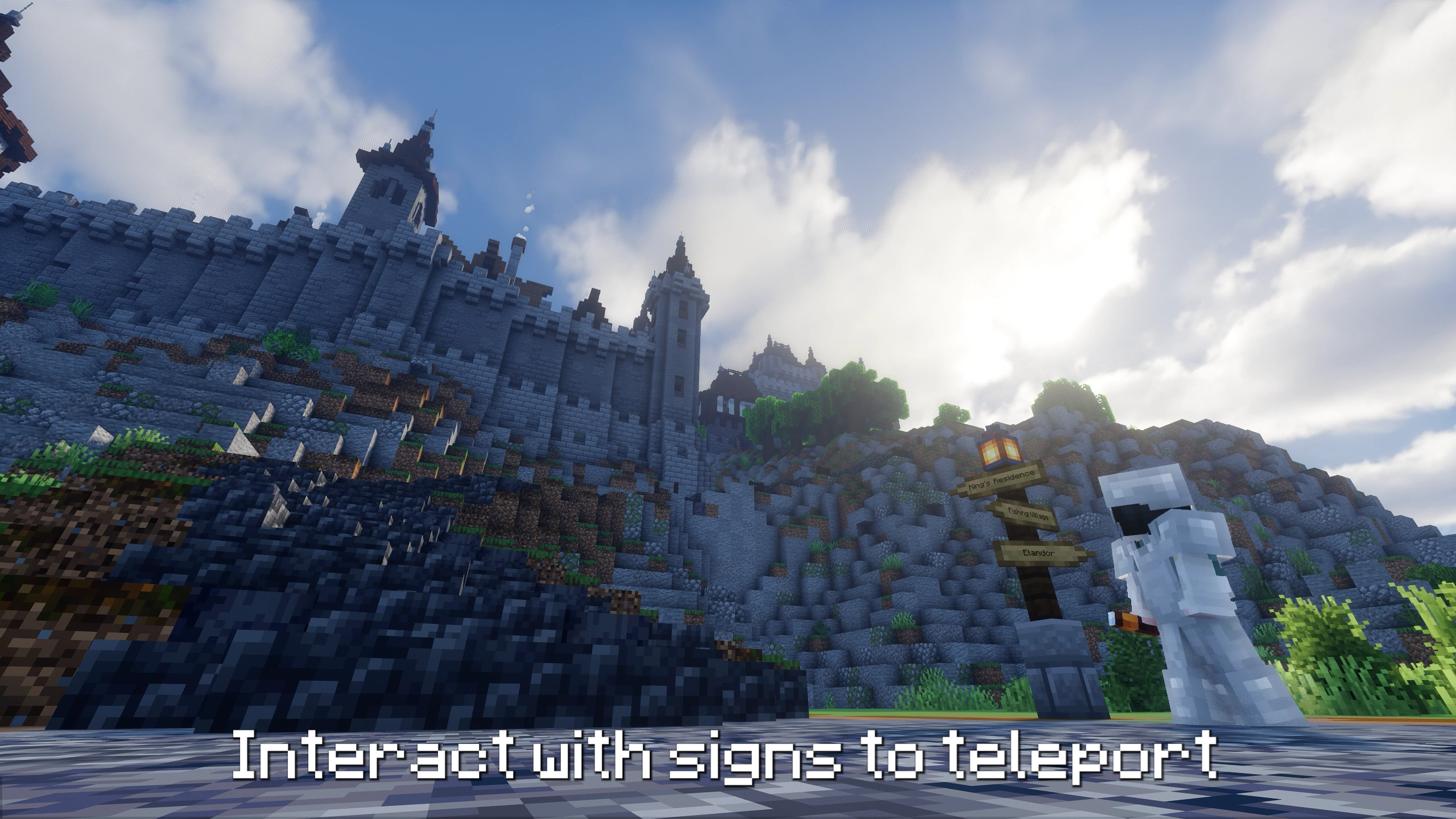 Interact with signs to teleport